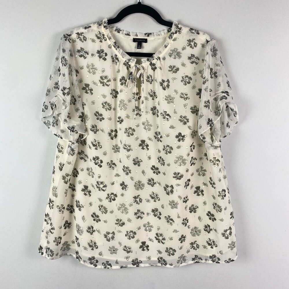 Talbots Floral Blouse - Black and White